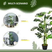 Artificial Monstera Cheese Plant Tree Set of 2 With 21 Leaves for Home or Garden Green