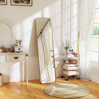 Full Length Rectangular Wall Mirror 40 x 160 cm Ideal for Bedroom or Hallway, Gold