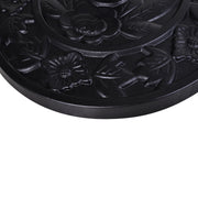 Black 9kg Half Round Parasol Base Resin Umbrella Stand Floral Design for Garden Outdoor by Outsunny