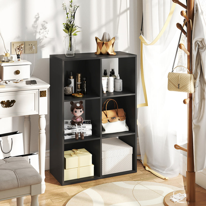 6 Cube Storage Bookshelf With Open Shelves Ideal For Home Or Office Use Black