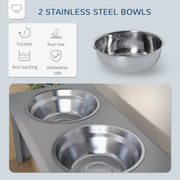 Raised Dog Feeding Station with Adjustable Stand and Steel Bowls for Medium Dogs, Grey