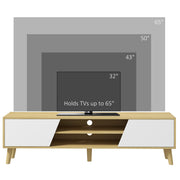 Scandinavian Style TV Cabinet With Open Shelf and Cupboard Storage for Living Room White
