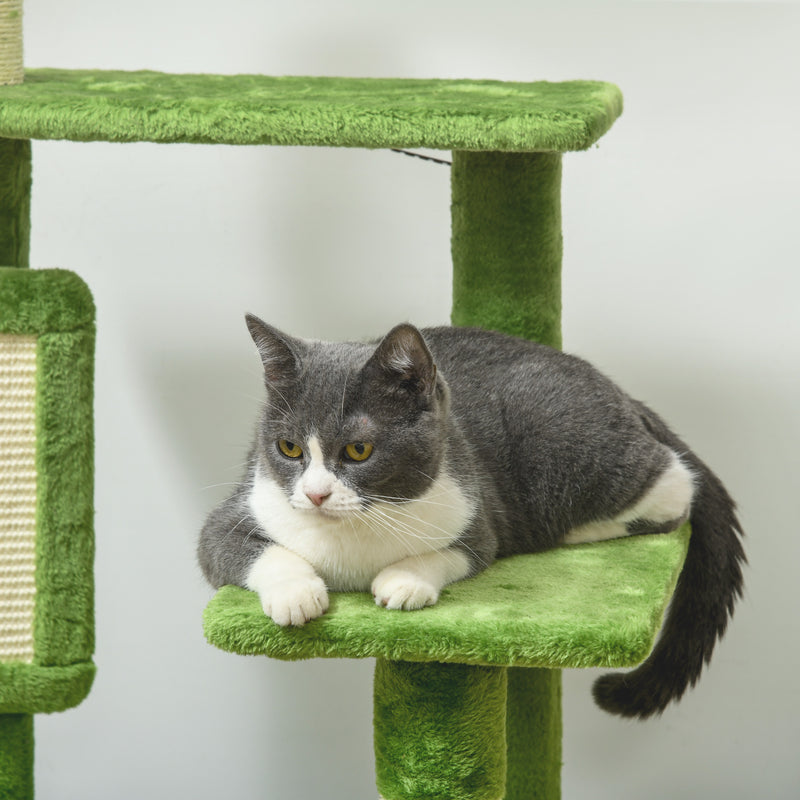 Tall Cat Tree Tower With Hammock Scratching Posts And Toys For Indoor Cats Green