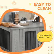 Indoor Wooden Dog Crate Table with Magnetic Door for Medium and Large Dogs Grey