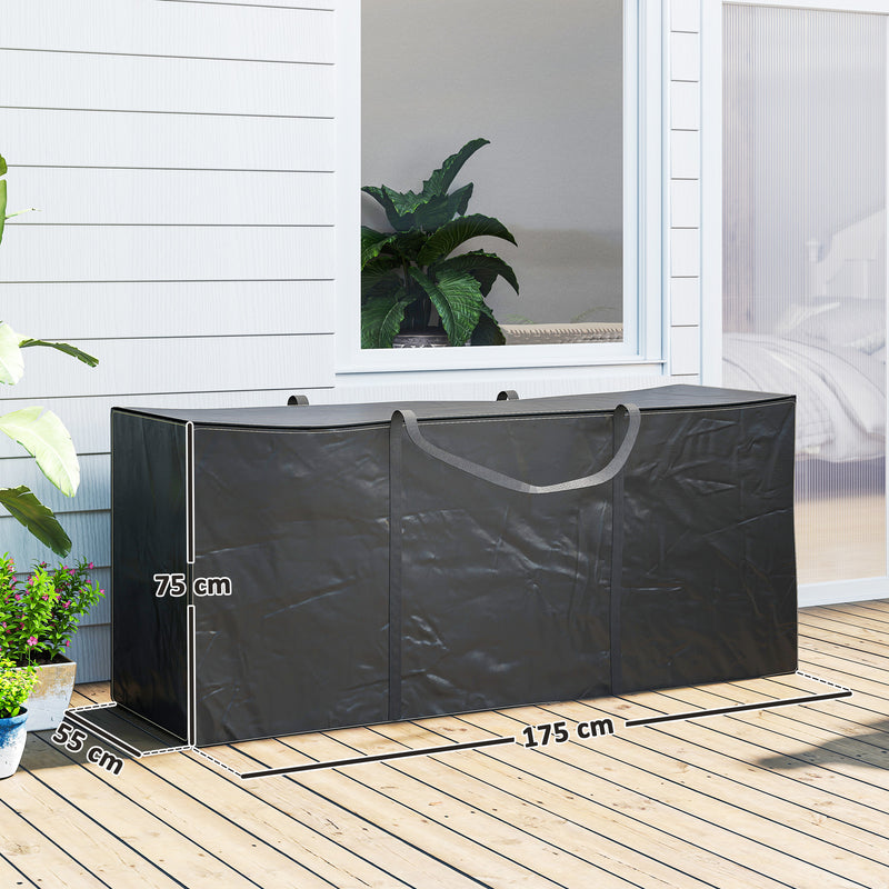 Black 720L Waterproof Garden Cushion Storage Bag for Outdoor Furniture by Outsunny