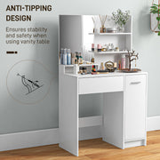 Dressing Table and Stool Set With Hidden Storage Ideal for Bedroom or Vanity Use White