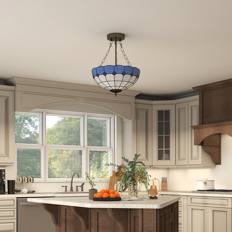 Vintage Ceiling Light with 3 E27 Bulb Holders Ideal for Living Rooms Semi Flush Mount Brown