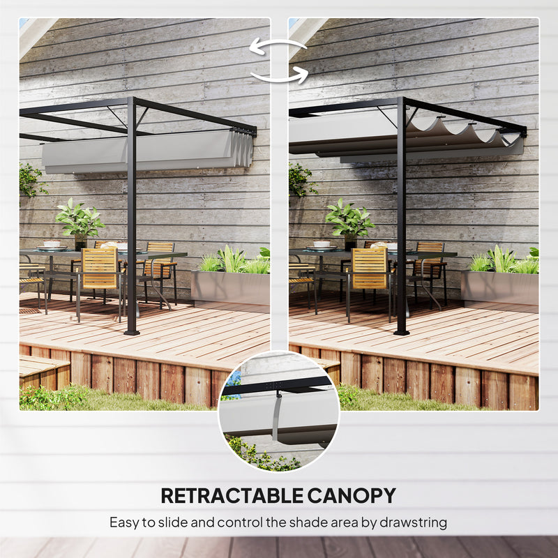 Grey 3 x 3m Outdoor Pergola with Retractable Canopy for Garden or Patio by Outsunny