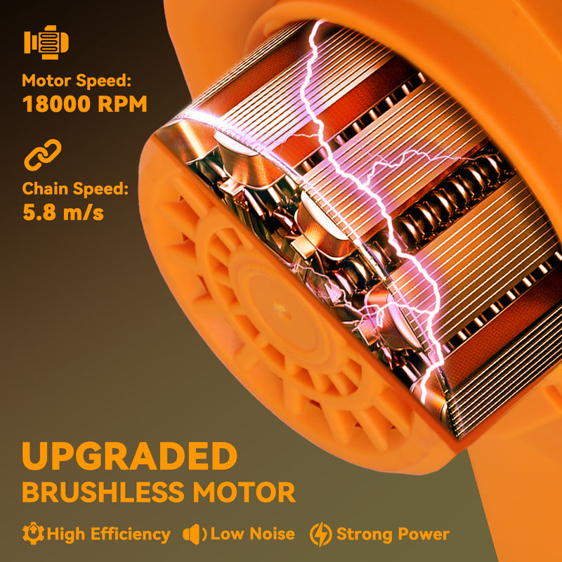 8 Inch Cordless Electric Chainsaw with Brushless Motor and 2 Batteries for Tree Pruning AOSOM
