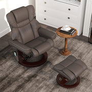Brown Massage Recliner Chair with Footstool Adjustable Backrest and Swivel Base by HOMCOM