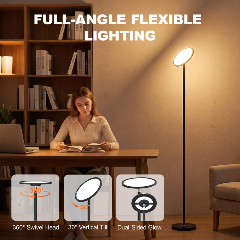 Smart Floor Lamp with Customisable Colour and Adjustable Head for Living Room Lighting Black Homcom