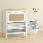 Shoe Storage Cabinet for Narrow Hallways with 2 Flip Drawers and Adjustable Shelves White Oak 80 x 24 x 95.5 cm Homcom