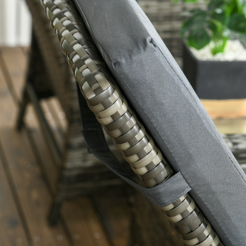 3 Piece Rattan Bistro Set with Cushions and Hidden Storage for Balcony or Garden Mix Grey AOSOM