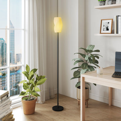 Modern 3D Printed Floor Lamp with Foot Switch for Living Room or Bedroom, White