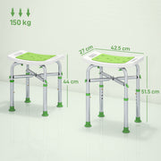 Adjustable Height Aluminium Shower Stool With Non Slip Feet For Bathroom Safety Green