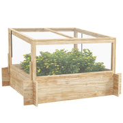 Wooden Greenhouse Planter Box With Lift-Up Lid For Growing Plants Outdoors