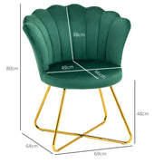 Green Velvet Lotus Petal Accent Chair With Gold Legs by HOMCOM