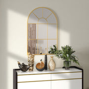 Modern Arched Wall Mirror Gold 91 x 60 cm for Living Room and Bedroom by HOMCOM