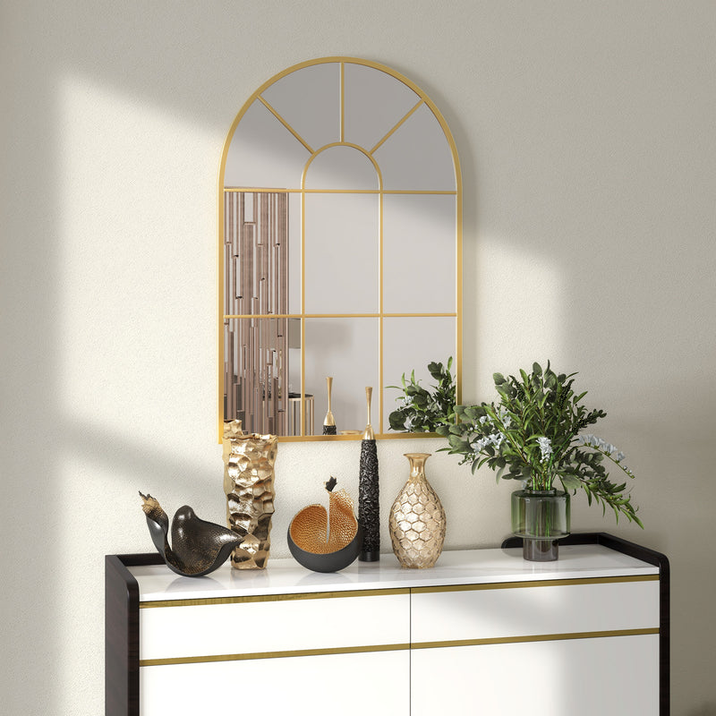 Modern Arched Wall Mirror Gold 91 x 60 cm for Living Room and Bedroom by HOMCOM
