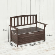 2 Seater Wooden Garden Storage Bench with Armrests - Durable Fir Wood Construction Outsunny
