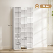 Tall 21 Compartment Storage Bookshelf Ideal for Home Office or Living Room, White
