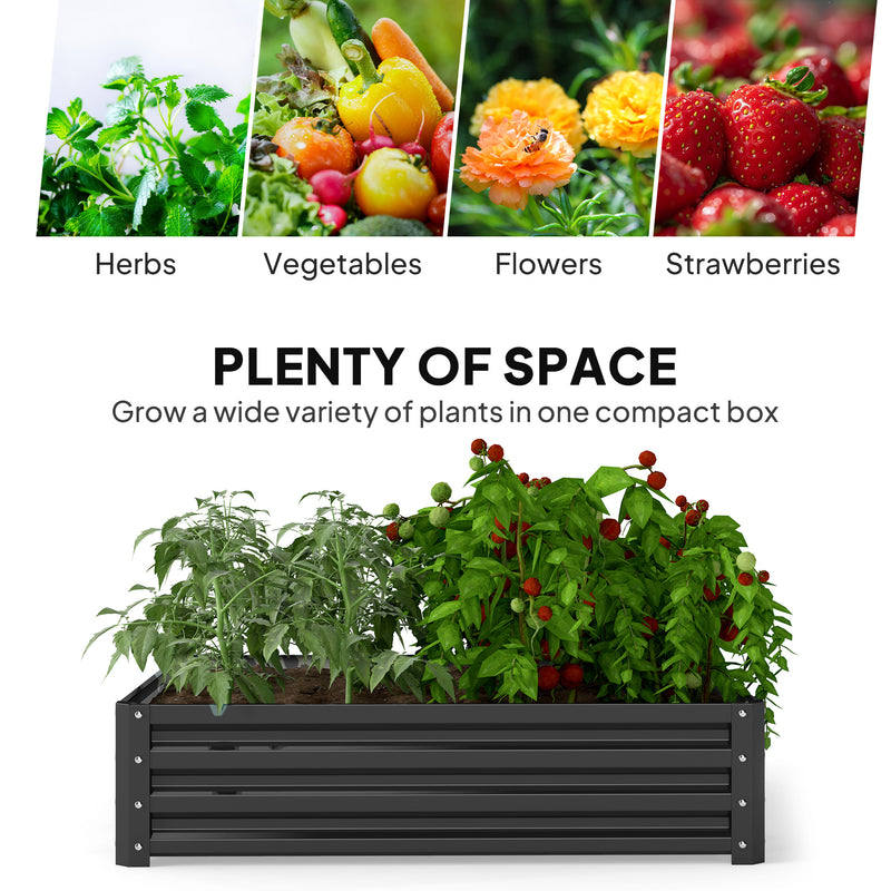 432L Raised Garden Bed Box with Steel Frame for Growing Vegetables and Herbs, Grey