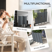 4 Panel Folding Garden Privacy Screen 1.7m Freestanding Divider for Deck Pool Hot Tub Dark Grey by Outsunny Outsunny