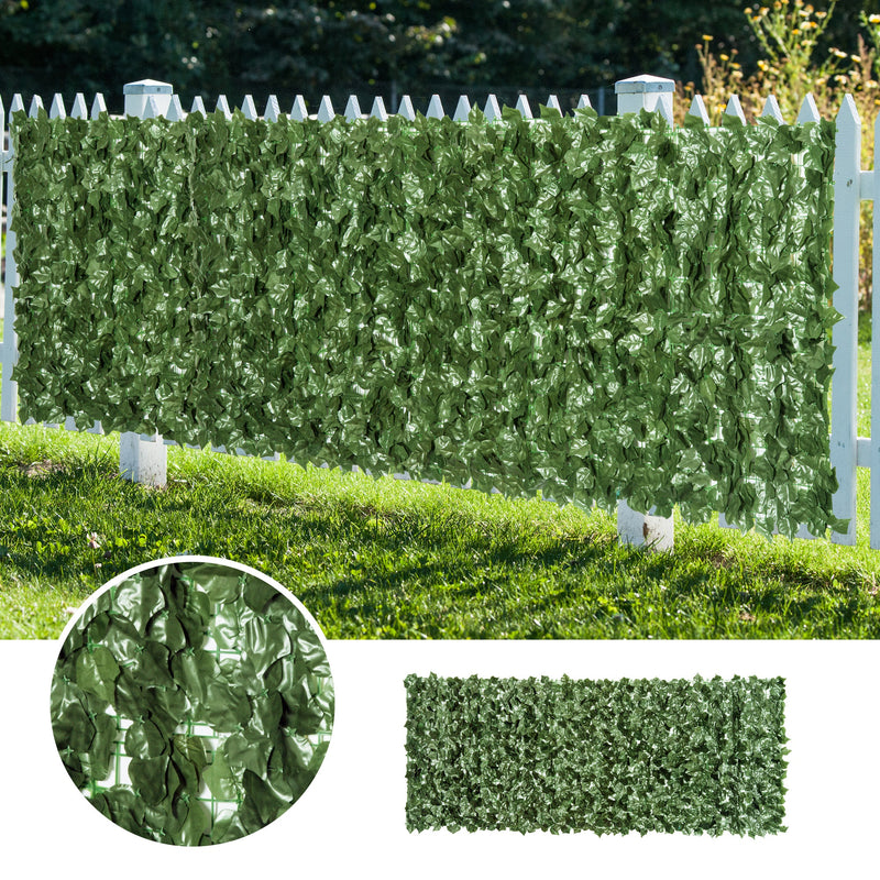 Dark Green 2 Piece Artificial Leaf Hedge Screen For Garden Privacy And Outdoor Decor