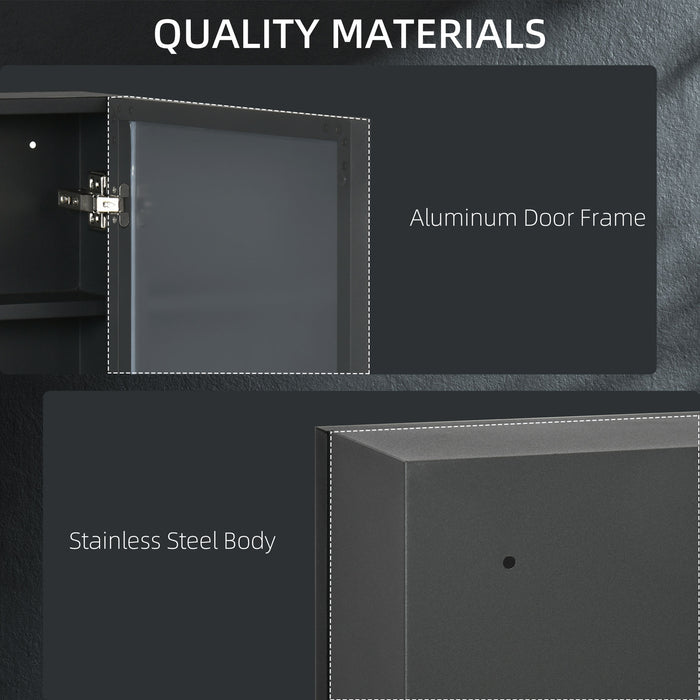 Wall Mounted Bathroom Mirror Cabinet With Storage Shelves Space Saving Design Black