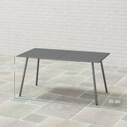 Grey 6 Seater Outdoor Dining Table with Slatted Top and Steel Frame