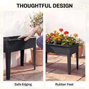 Raised Metal Garden Planter for Easy Standing Gardening on Balconies and Patios Black AOSOM