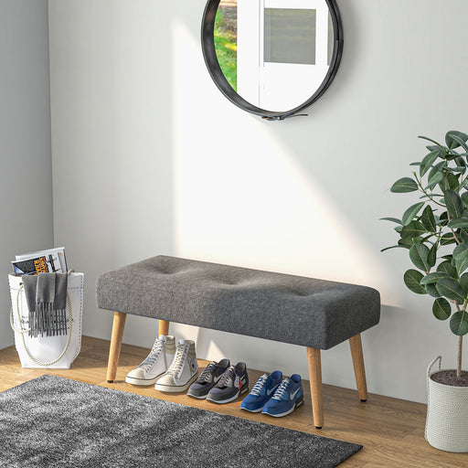 Tufted Upholstered Ottoman Bench With Storage For Bedroom Or Hallway, Grey