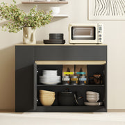 Sideboard with Adjustable Shelves for Space Saving Storage in Dining Room or Kitchen Oak Wood Effect AOSOM