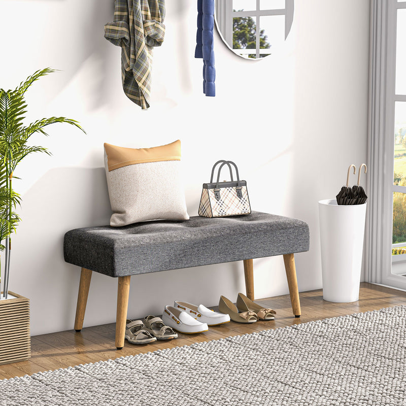 Tufted Upholstered Ottoman Bench With Storage For Bedroom Or Hallway, Grey