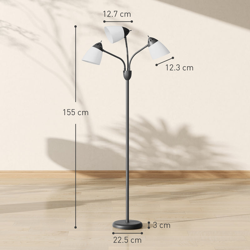 Arc Floor Lamp with 3 Adjustable Lights and Colour Temperature Control for Living Room, Black