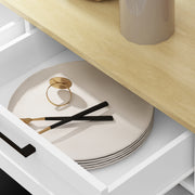 Kitchen Sideboard with Hidden Tilt Out Rubbish Bin and Storage Drawers White AOSOM