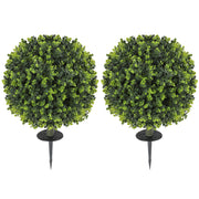 Set of 2 Artificial Boxwood Topiary Ball Bushes UV Resistant for Garden or Balcony Green