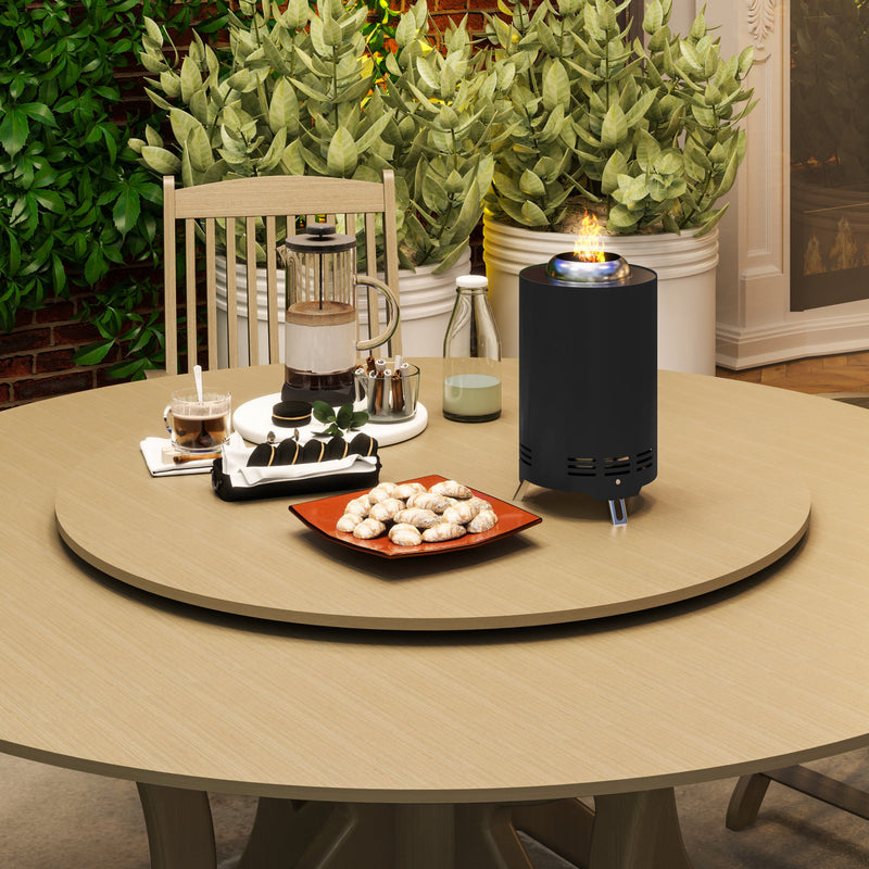 Black Smokeless Fire Pit 16 cm Stainless Steel Portable Wood Burning with Poker by Outsunny