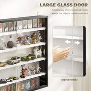 Wall Display Cabinet with Adjustable Shelves and Sliding Glass Doors for Ornaments Black AOSOM