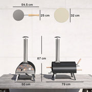 Wood Fired Outdoor Pizza Oven for Fast Even Cooking with Rotating Stone for Garden or Patio, Black Outsunny