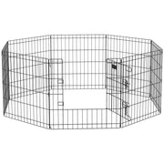 Eight Panel Metal Puppy Playpen Fence For Small Dogs Indoor And Outdoor Use Black