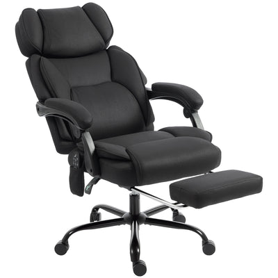 Massage Office Chair with Lumbar Heat and Reclining Back for Desk Comfort Black AOSOM
