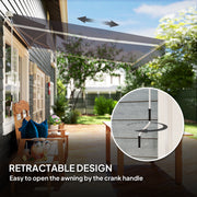 Dark Grey Manual Retractable Awning 2.5 x 2m UV Resistant Sun Shade by Outsunny