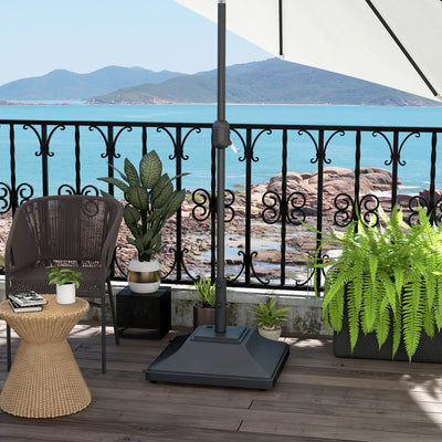 Black 60kg Garden Parasol Base With Wheels Fillable With Water Or Sand For Stability