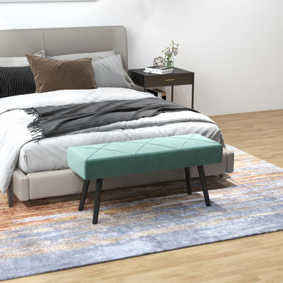 Upholstered End of Bed Bench with X Frame Steel Legs for Bedroom or Hallway, Green