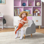 Kids Cloud Shaped Armchair with Wooden Frame and Velvet Upholstery for Toddlers, Grey