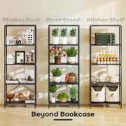5 Tier Industrial Style Bookcase With Sturdy Metal Frame For Home Office Storage Dark Grey Black AOSOM