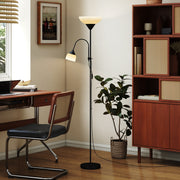 LED Floor Lamp with Adjustable Reading Light for Living Room 180cm Tall Black