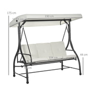 3 Seater Garden Swing Chair with Adjustable Canopy and Metal Frame Cream White by Outsunny