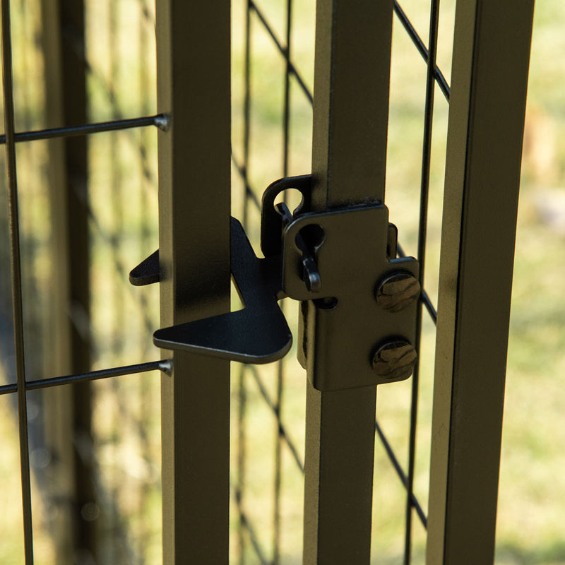 Outdoor Dog Kennel with Rotating Bowl Holders and UV Resistant Cover Red by PawHut